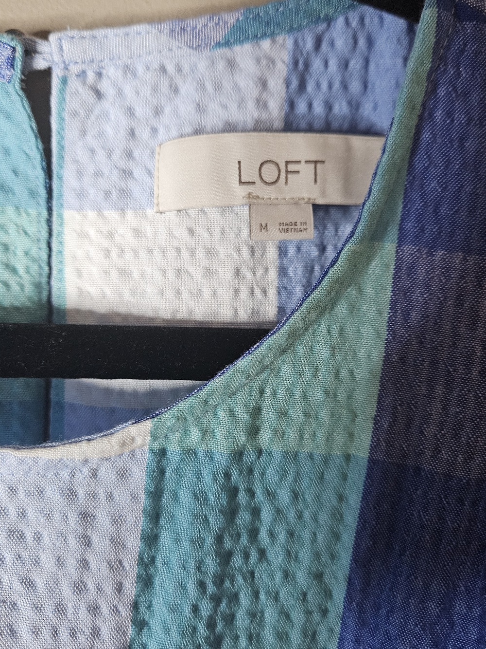 LOFT Blue & Teal Plaid Sleeveless Dress - Picture 3 of 5